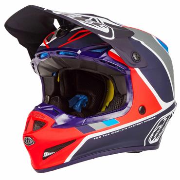 Troy Lee Designs 2019 Youth SE4 Polyacrylite Helmet with MIPS Orange/Navy Beta Medium 