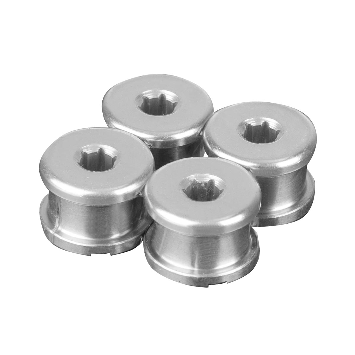 E*thirteen Kettenblattschrauben  T25 6 mm Aluminium, 5 mm Gewindehülsen aus Stahl, Silber