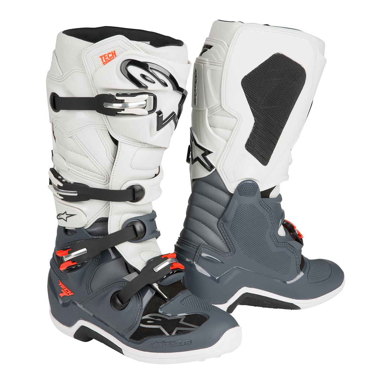 Alpinestars MX Boots Tech 7 Dark Grey/Light Grey/Red Fluo