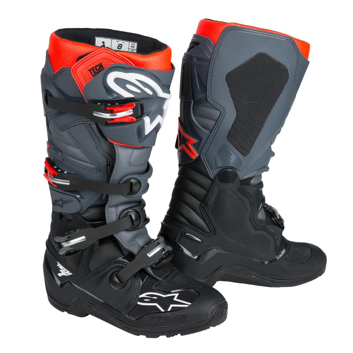 Alpinestars MX Boots Tech 7 Enduro Black/Grey/Red Fluo