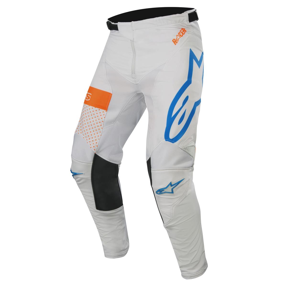 Alpinestars MX Pants Racer Tech Atomic - Cool Grey/Mid Blue/Orange Fluo