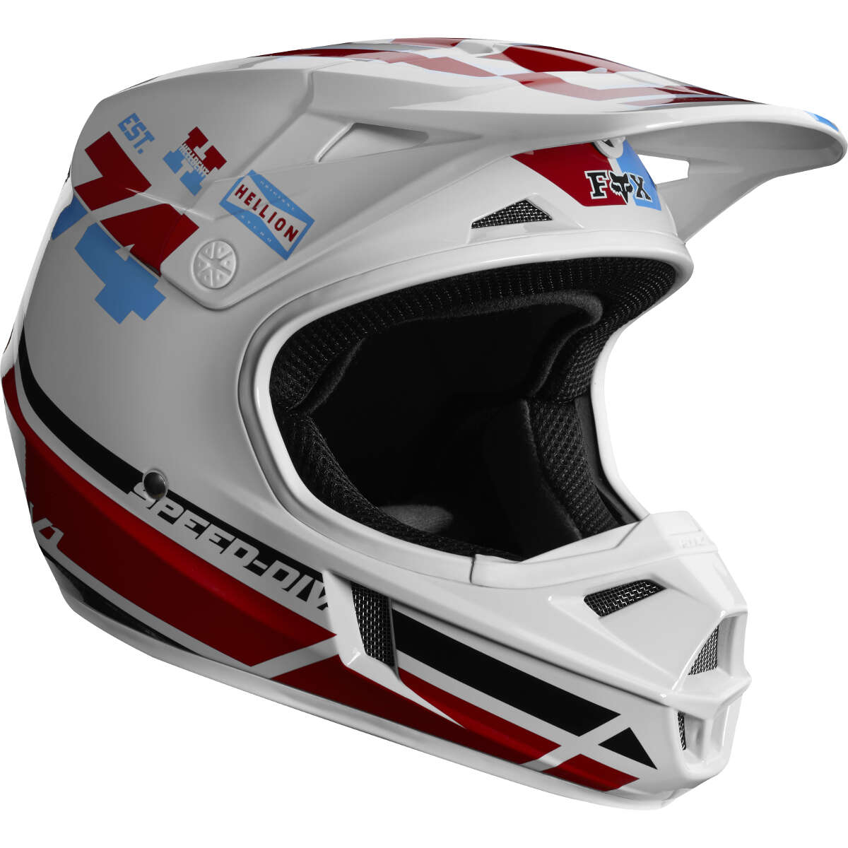 Fox Helmet V1 Red White True White/Red/Blue - Special Edition Glen Helen
