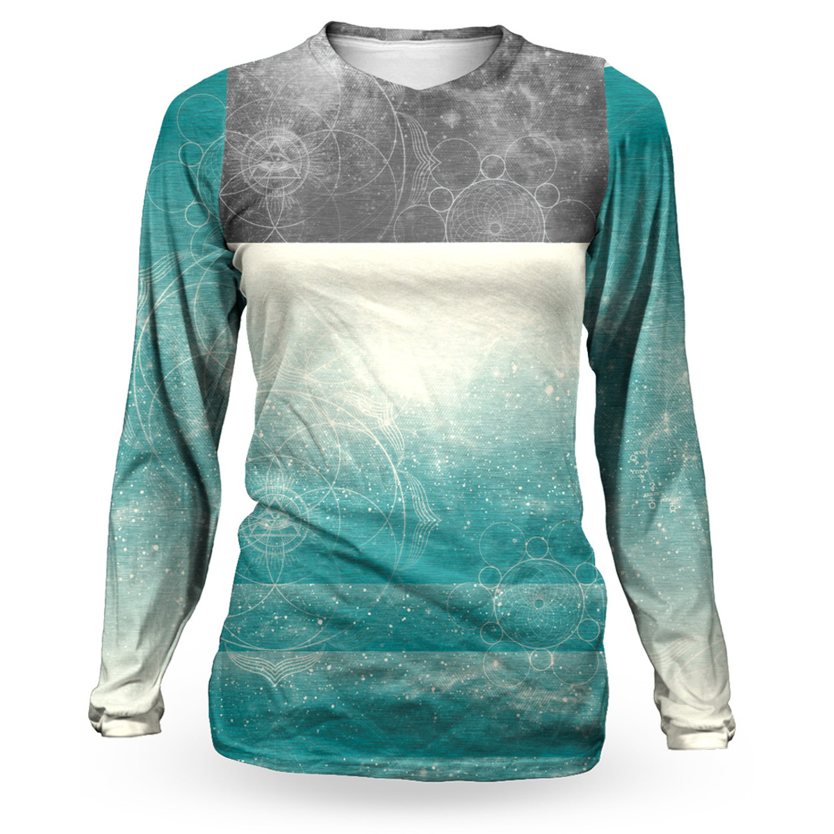Loose Riders Femme Maillot VTT Manches Longues  Gradient - Turquoise/Grey