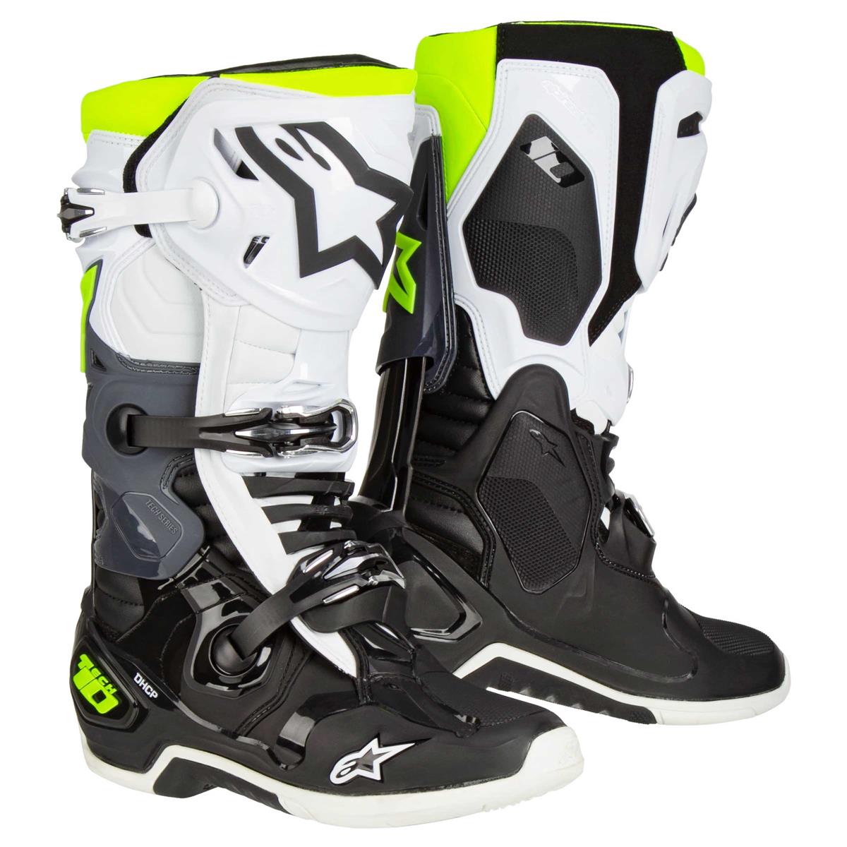 Alpinestars MX Boots Tech 10 Black/White/Fluo Yellow
