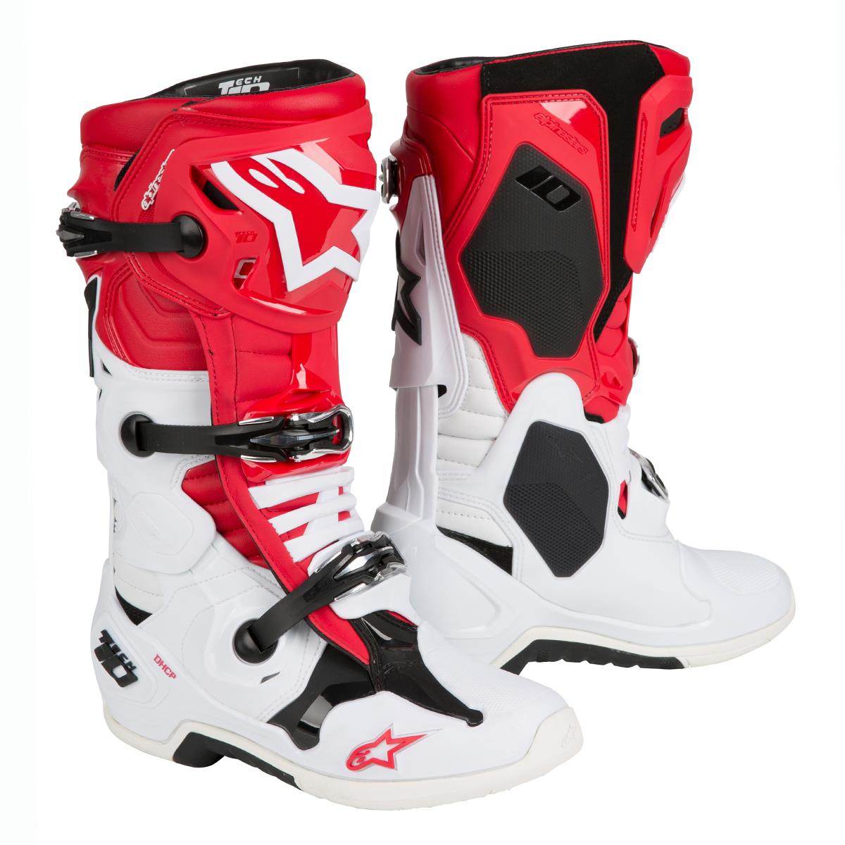 Alpinestars Motocross-Stiefel Tech 10 Rot/Weiß