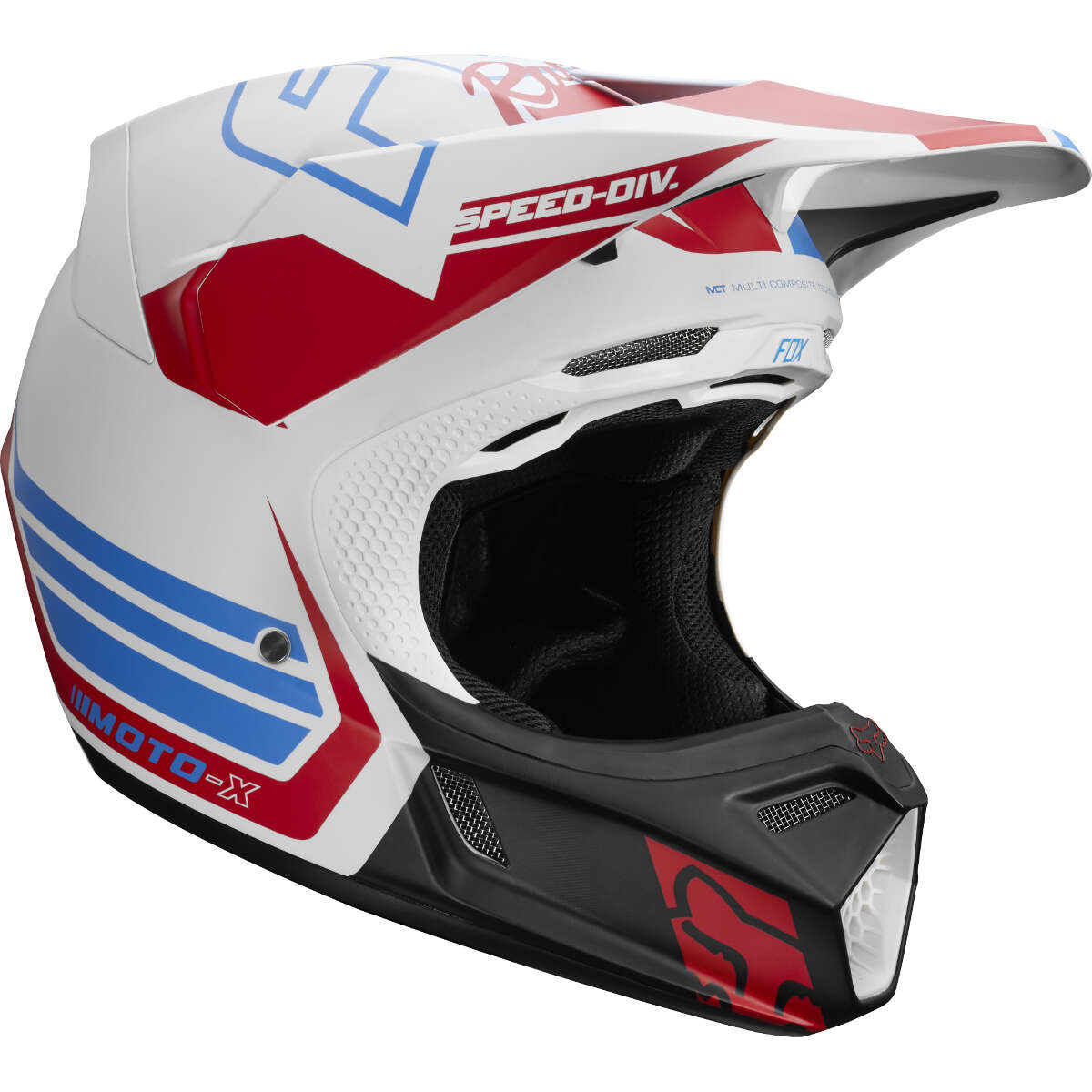 Fox Helmet V3 MVRS True White/Red/Blue - Limited Edition Glen Helen