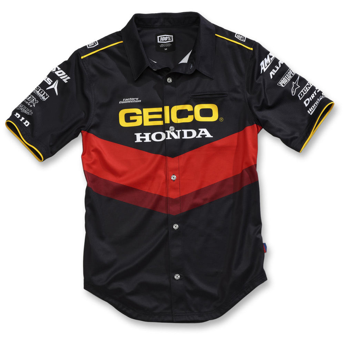 100% Long Sleeve Shirt Team Geico Pilot Pit Black