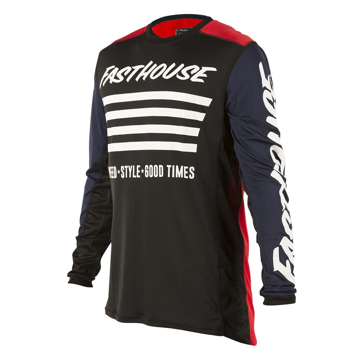 Fasthouse Maillot MX Stripes Red/Navy