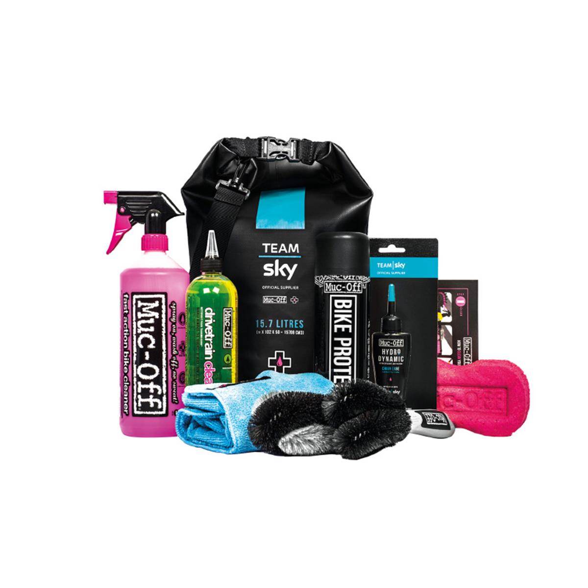 Muc-Off Bike Cleaner, 8 pieces Team Sky Dry Bag Kit Black