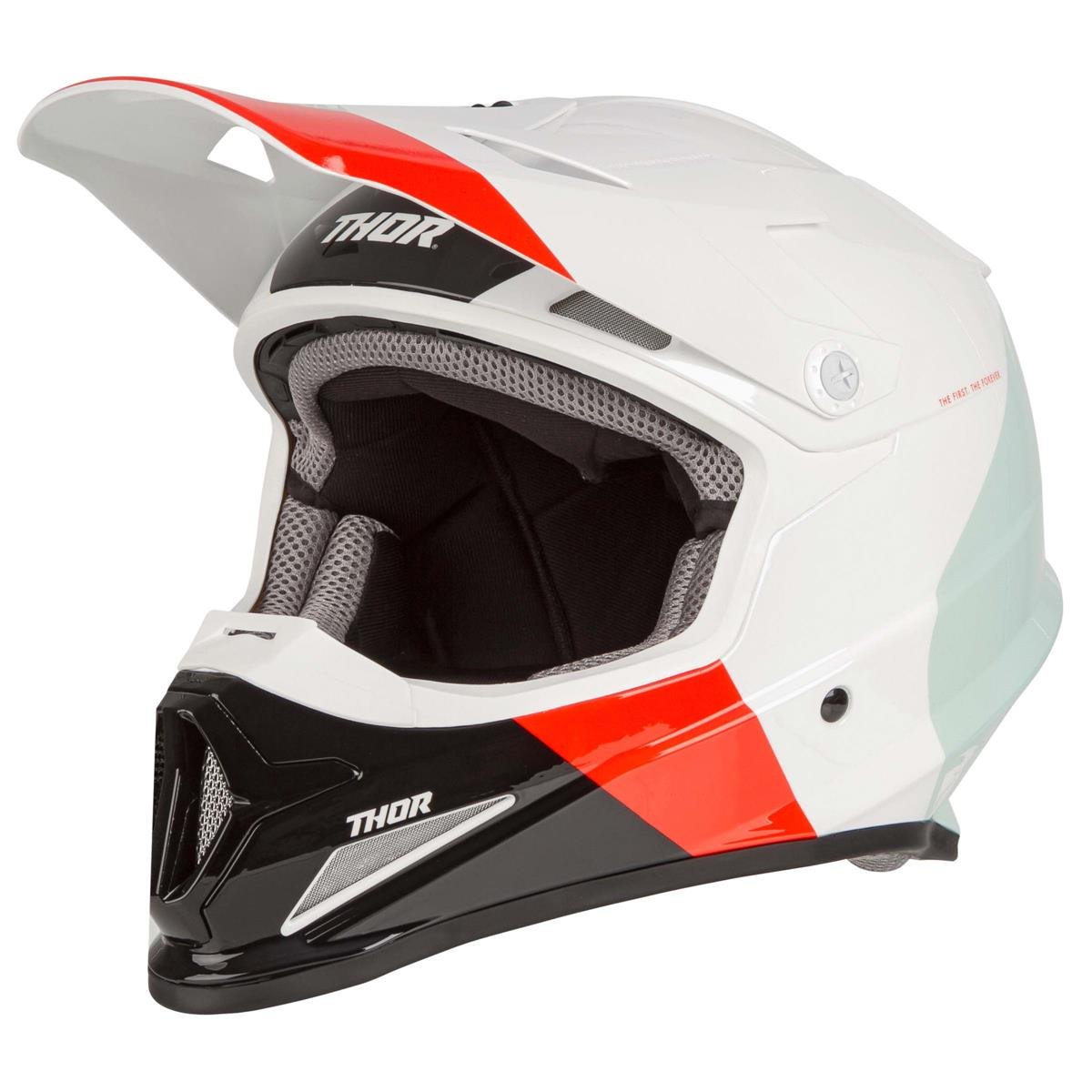 Thor MX Helmet Sector Bomber White/Red Orange