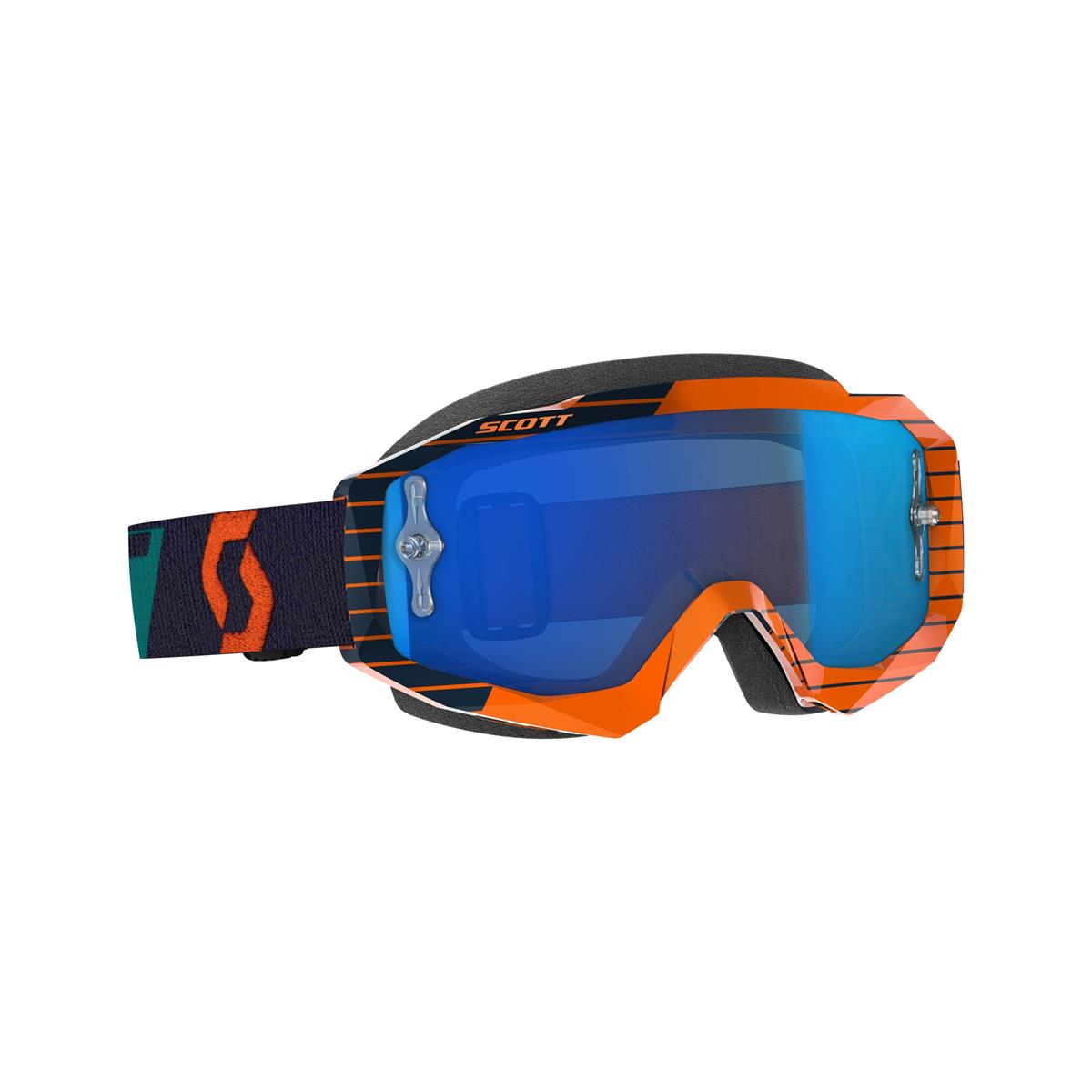 Scott Goggle Hustle MX Orange/Blau - Electric Blue Chrome Works Anti-Fog