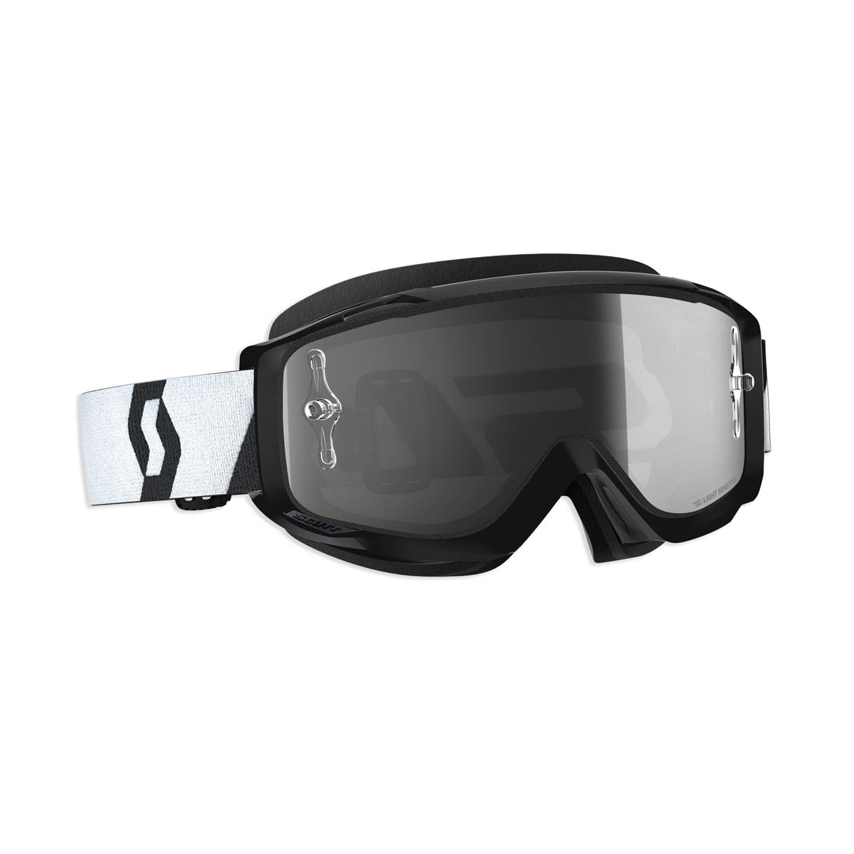 Scott Goggle Split OTG LS Black/White - Light Sensitive Grey Works Anti-Fog