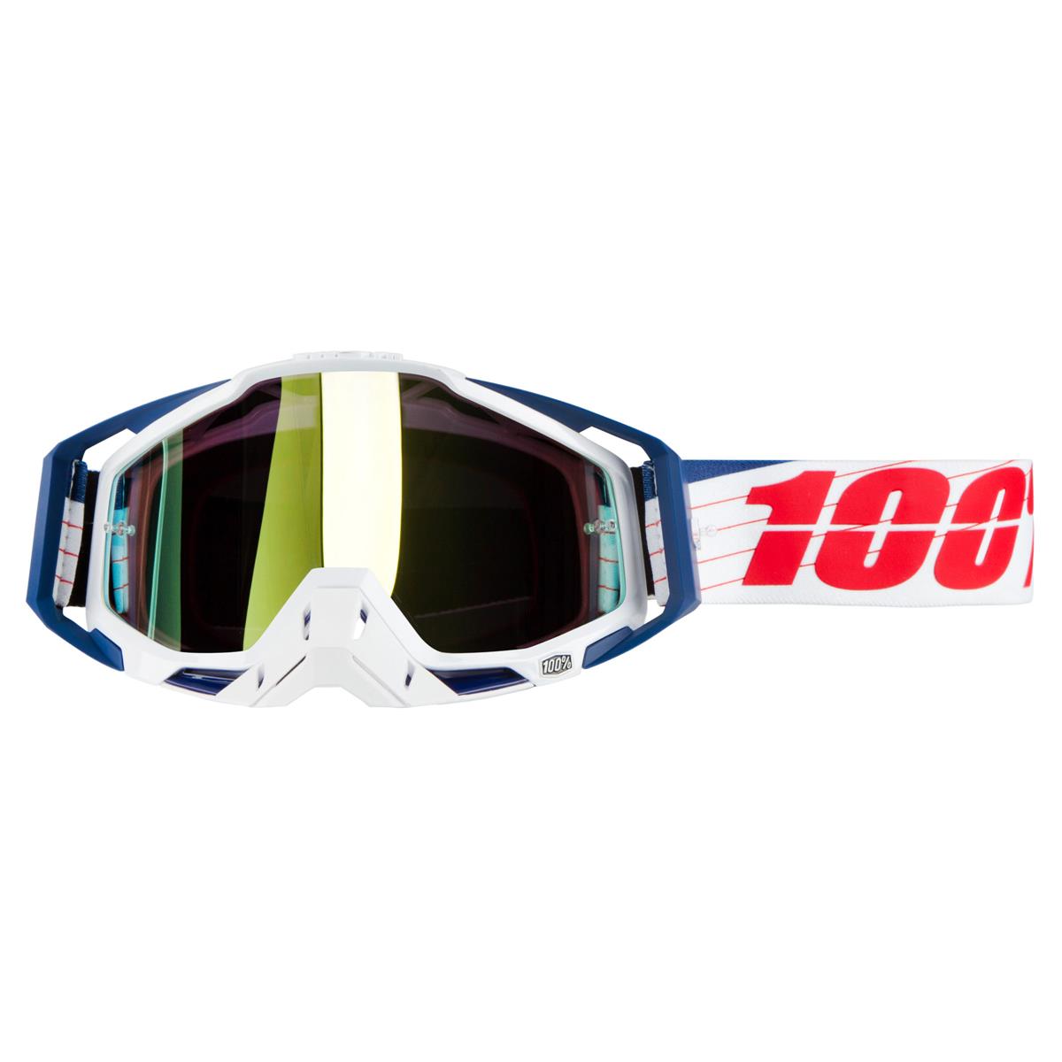 100% Crossbrille Racecraft Bibal/White - Gold verspiegelt Anti-Fog