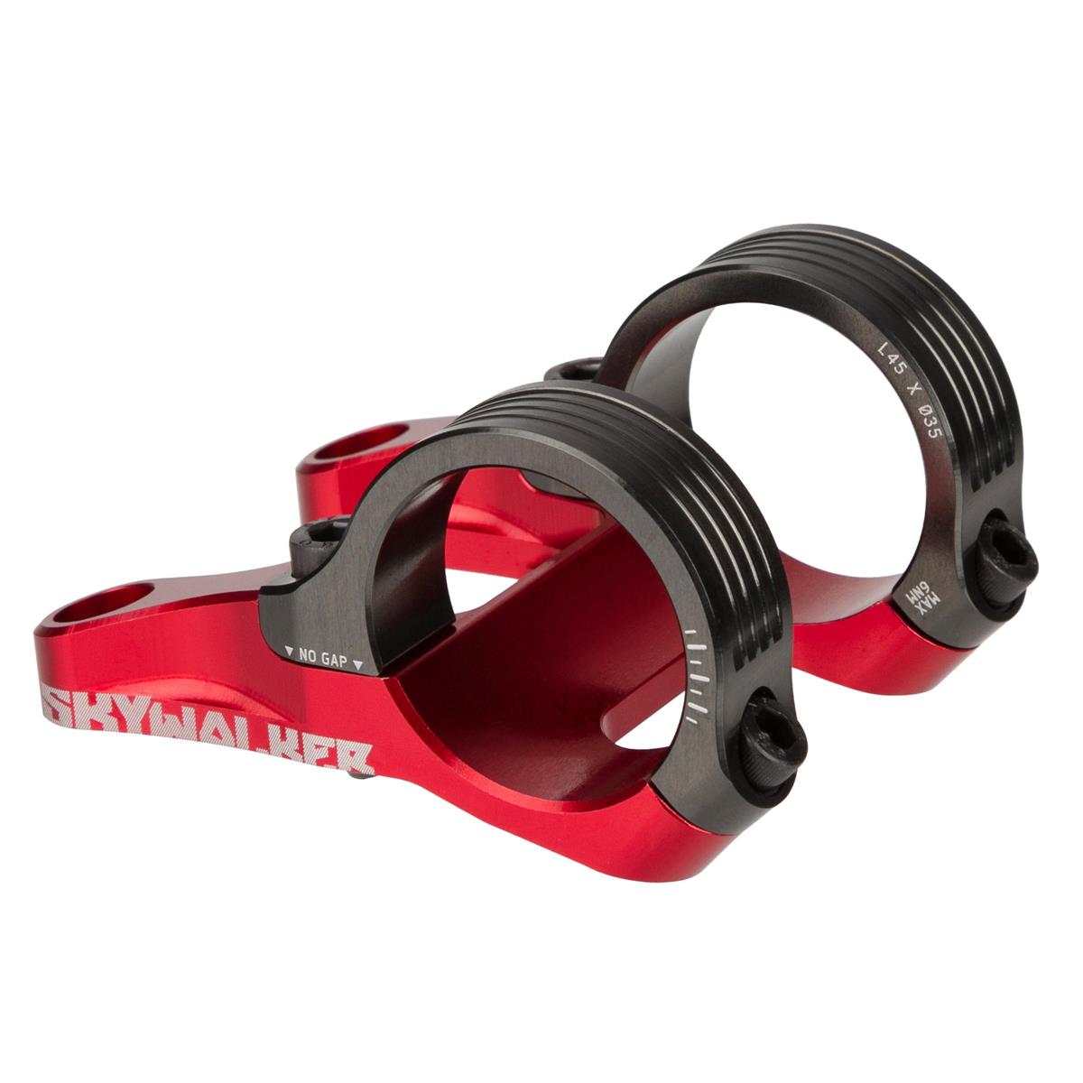 Sixpack Attacco Manubrio MTB Skywalker-35 Direct Mount Red/Grey, 35 mm, Length 45 mm