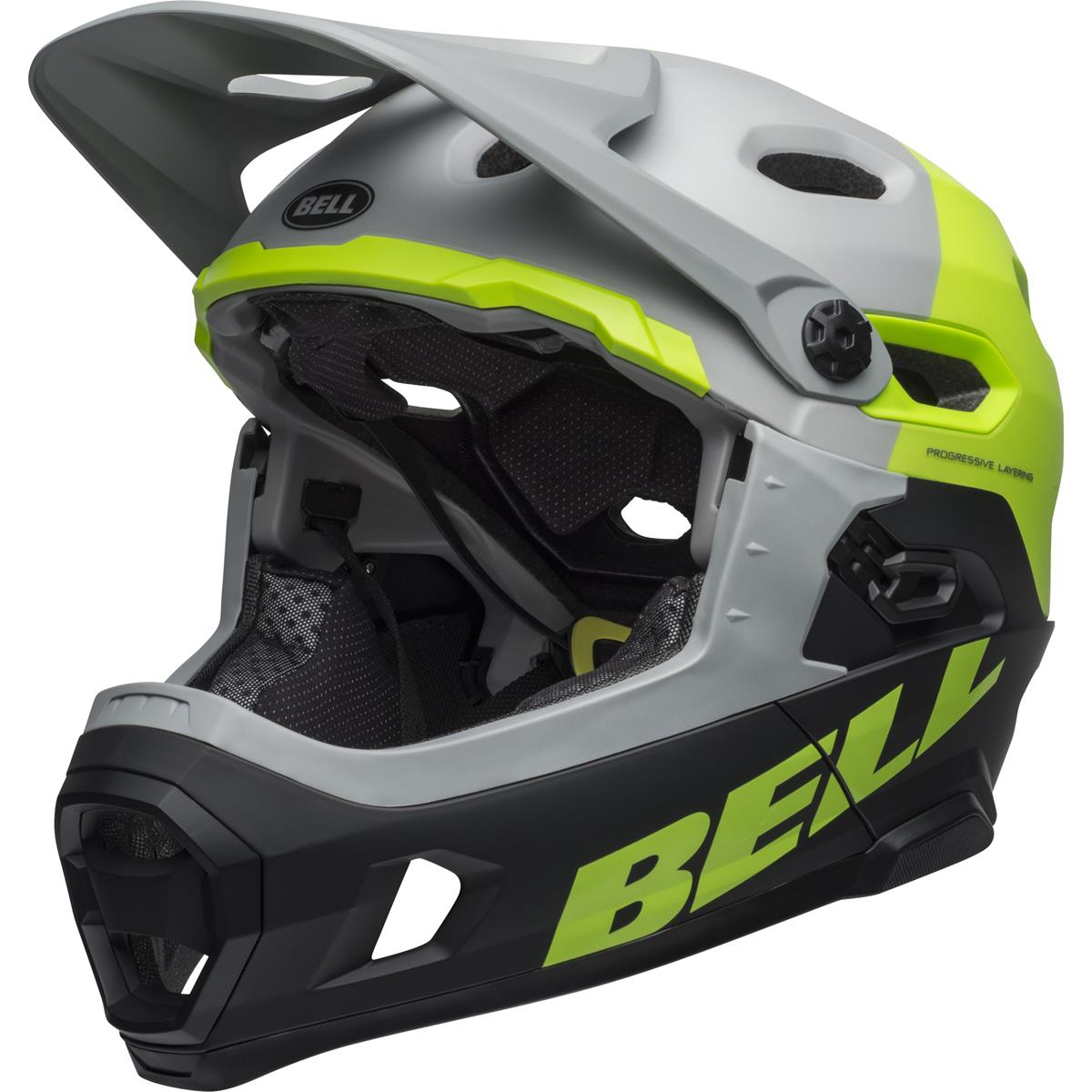Bell Downhill-MTB Helm Super DH MIPS Matt/Gloss Dunkelgrau/Hellgrün/Schwarz
