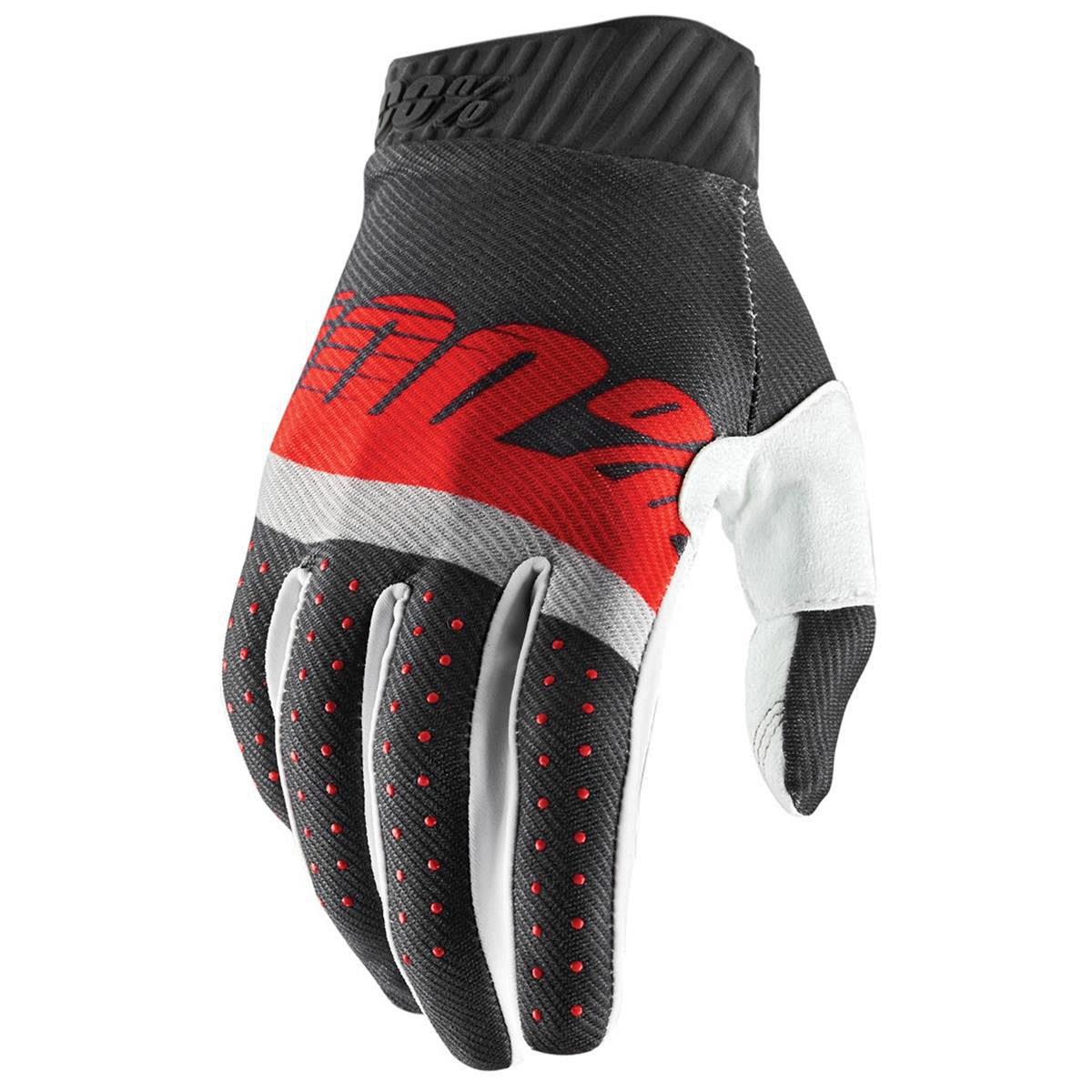 100% Bike Gloves Ridefit Steel Grey/Rot