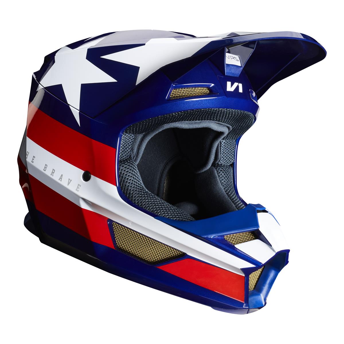 Fox Helmet V1 White/Red/Blue - Special Edition MXON