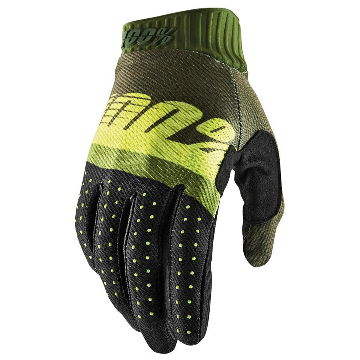 100% Bike Gloves Ridefit Army Green/Fluo Lime/Fatigue