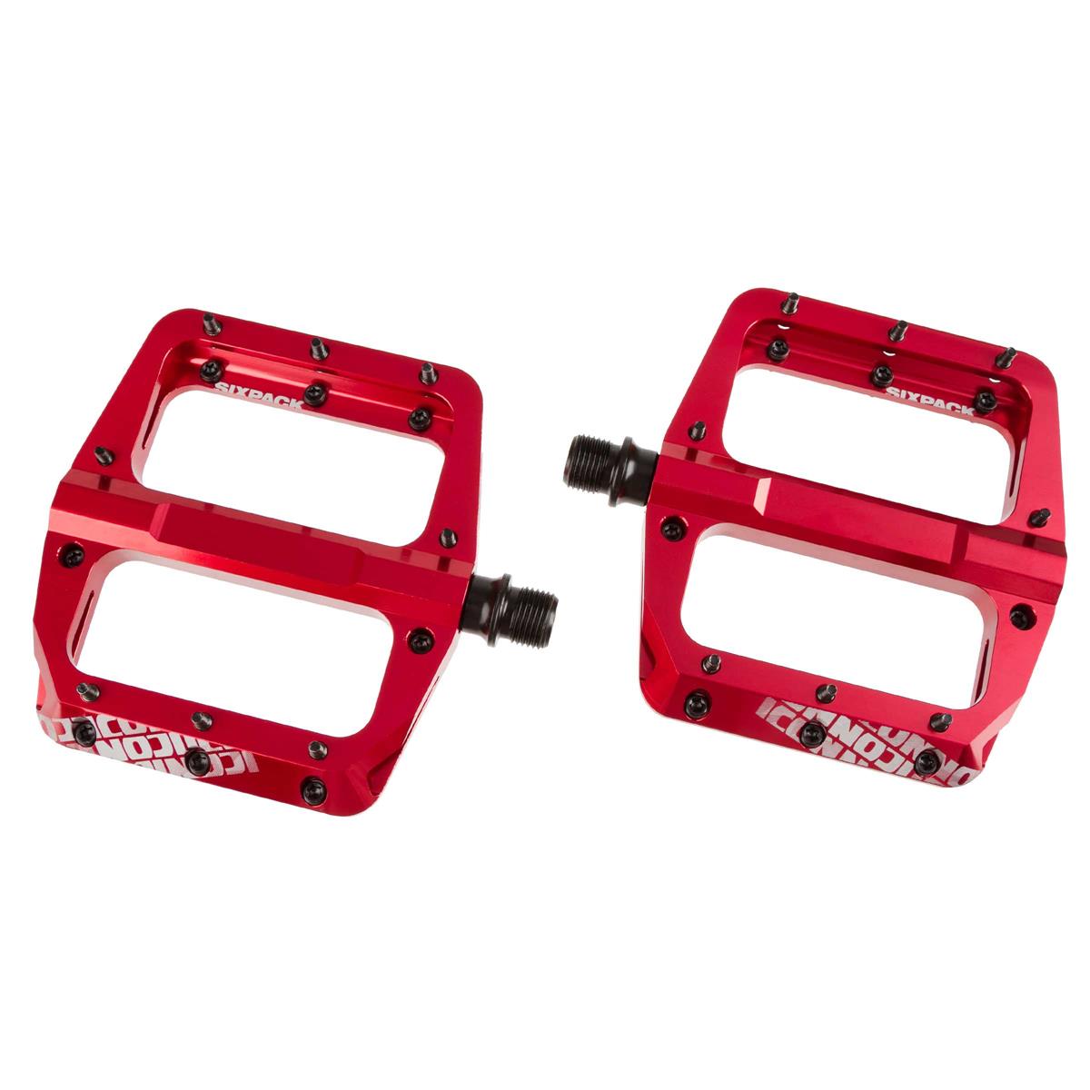 Sixpack Pedals Icon 2.0 Red, 100x110 mm, 32 M4 Torx Pins, 1 Pair