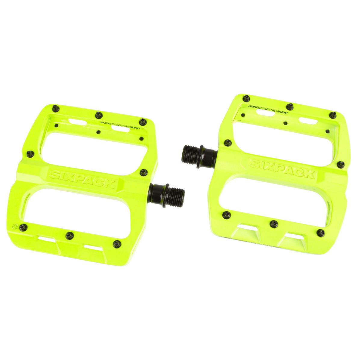Sixpack Pedals Menace Neon Yellow, 95x110 mm Plattform, 28 M4 Pins, 1 Pair