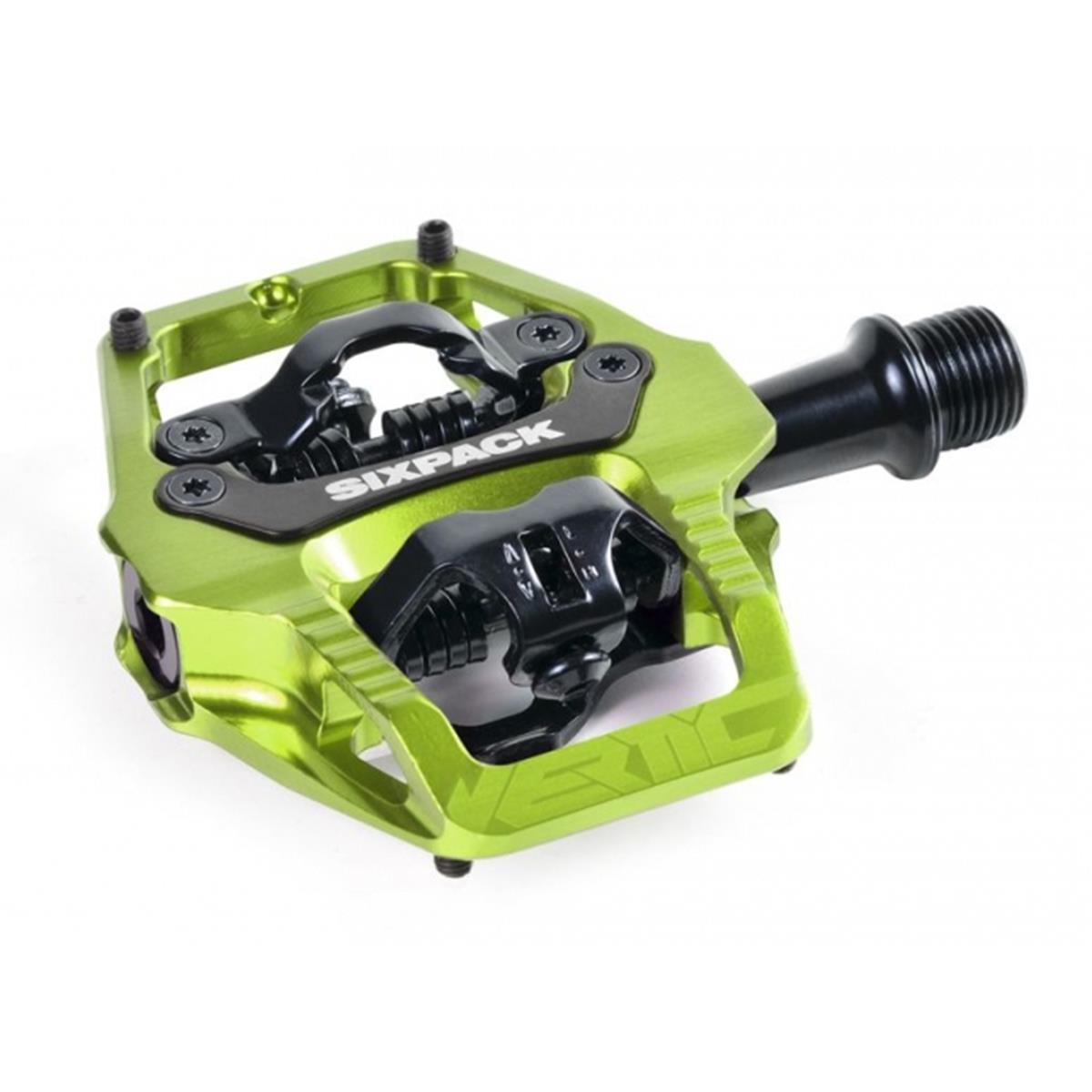 Sixpack Pedals Vertic Electric Green, SPD compatible, 8° Float, Q-Factor: 59 mm, 1 Pair