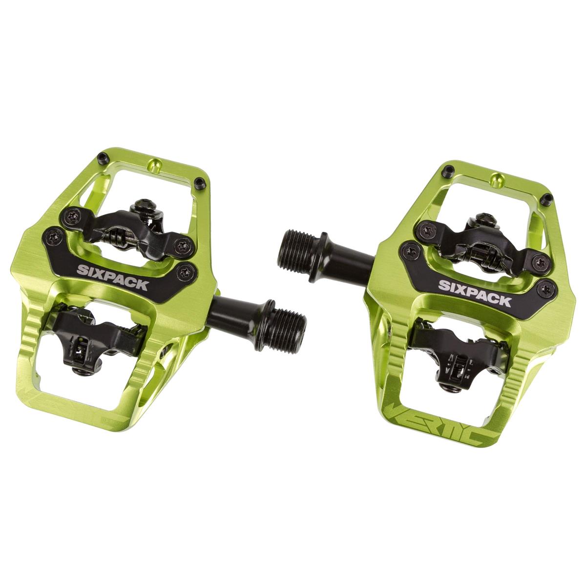 Sixpack Pedals Vertic Electric Green, SPD compatible, 8° Float, Q-Factor: 53 mm, 1 Pair