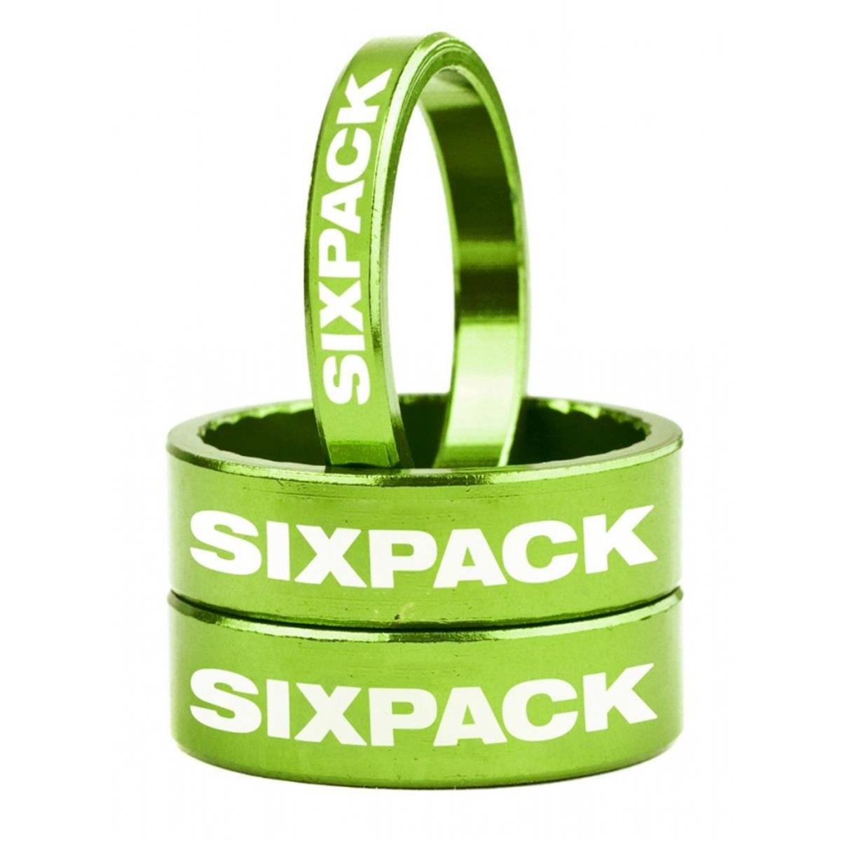 Sixpack Entretoises de Direction  Electric Green, 1 1/8 Inches, 3 Pcs., 1 x 5 mm, 2 x 10 mm
