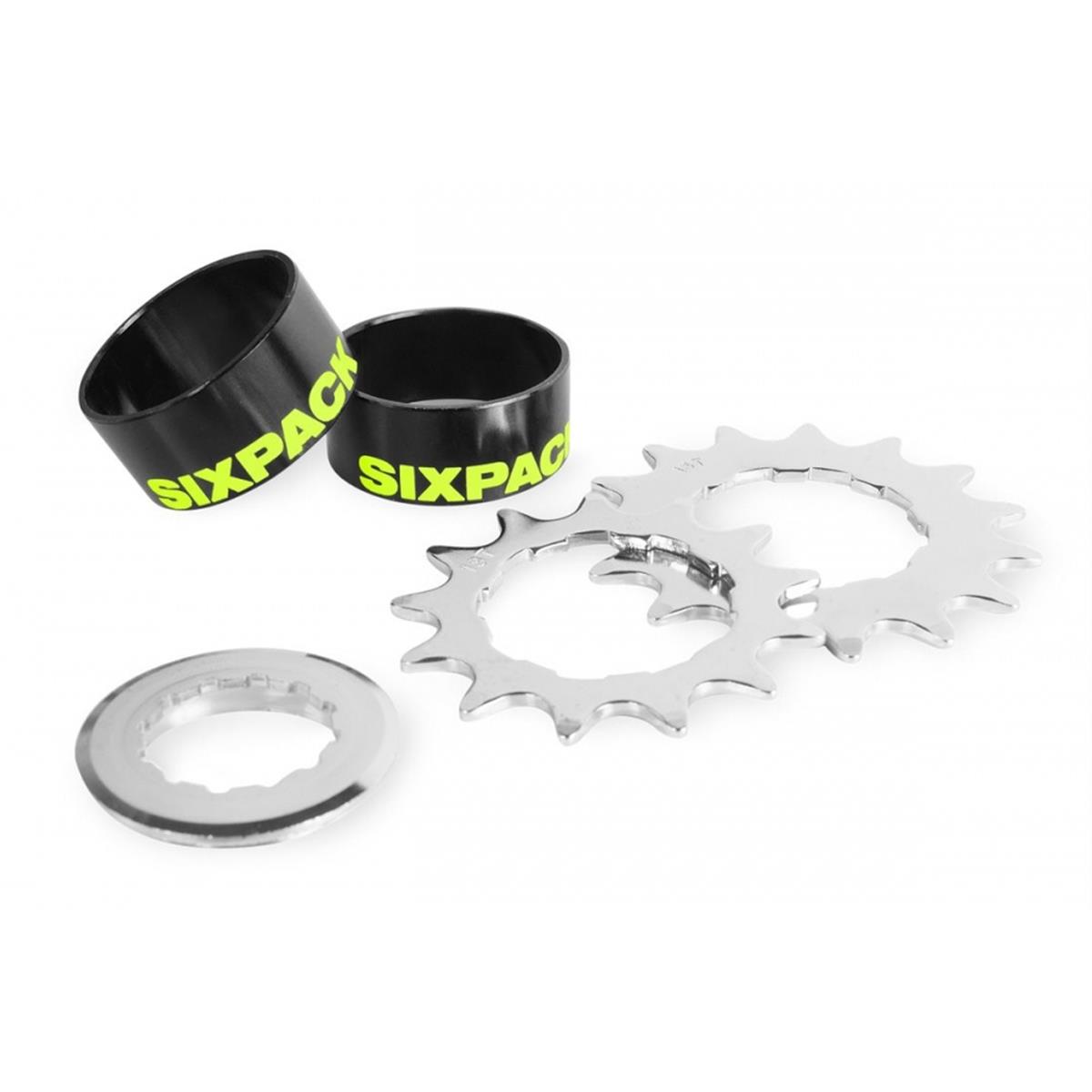 Sixpack Kit conversione Single Speed  Black/Neon Yellow, incl. 2 Chainrings (13 & 15T), fits 8/9710-speed Shimano/Sram Freewheels