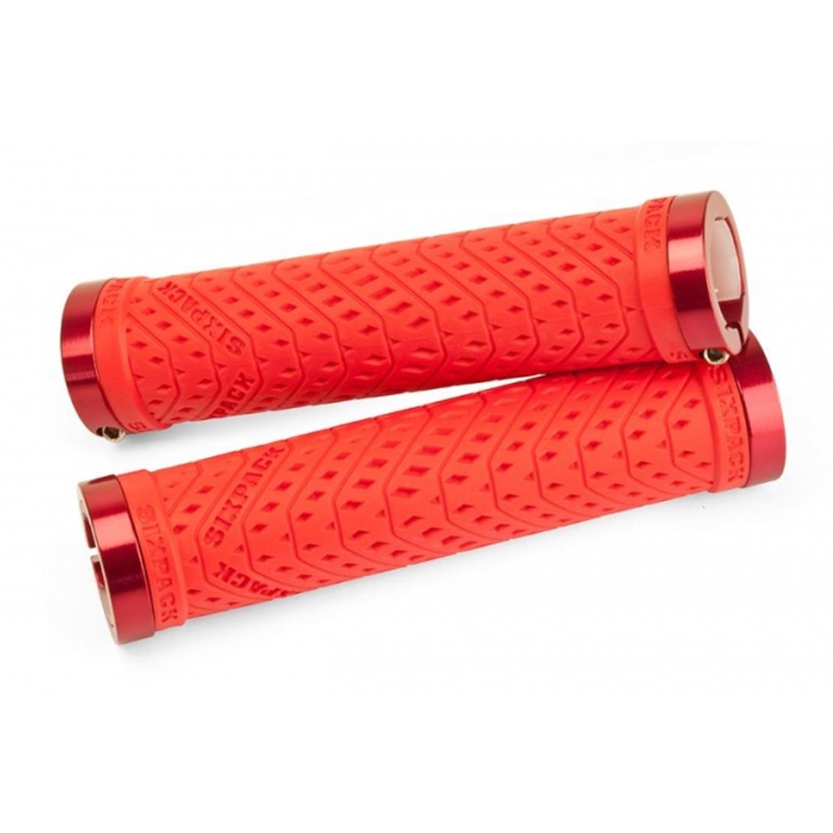 Sixpack MTB Grips K-Trix Red/Red, Lock On System, 140 mm Length