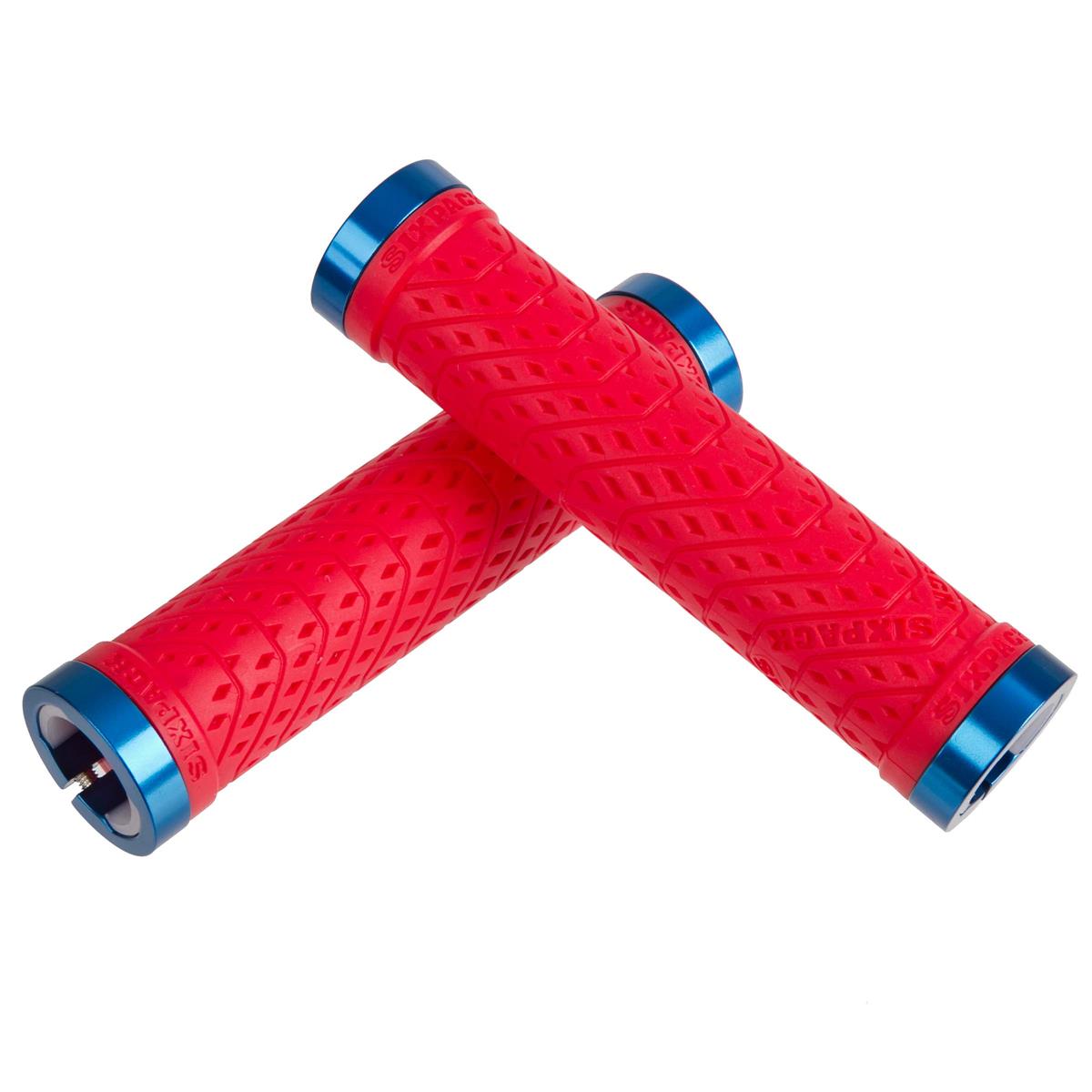 Sixpack MTB Grips K-Trix Red/Blue, Lock On System, 140 mm Length