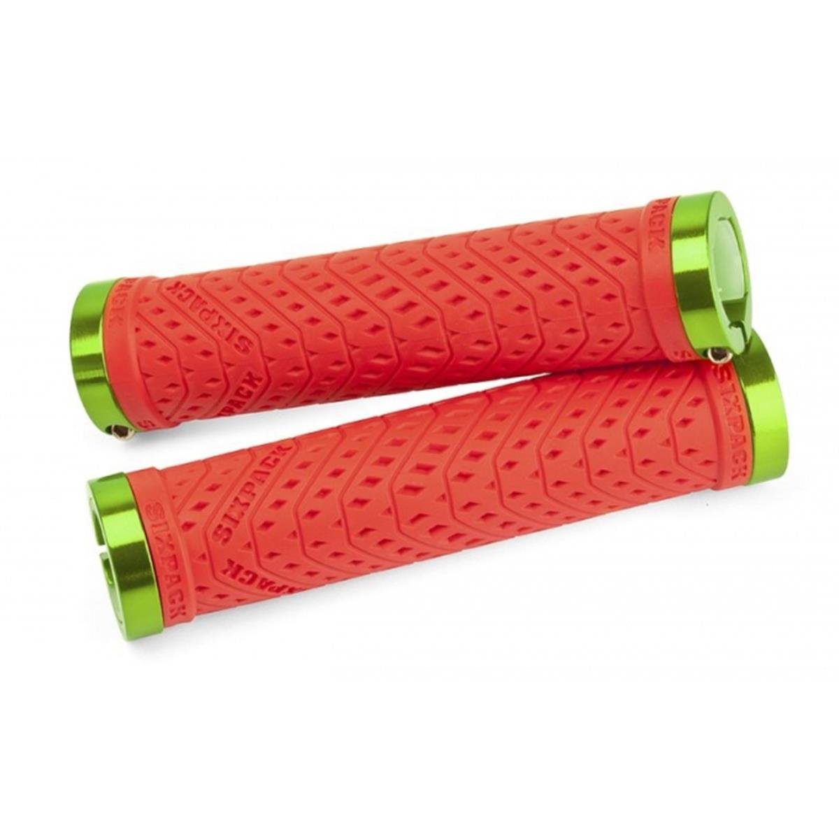 Sixpack MTB Grips K-Trix Red/Electric Green, Lock On System, 140 mm Length