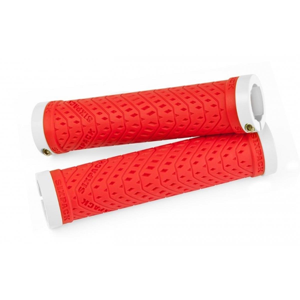 Sixpack MTB Grips K-Trix Red/White, Lock On System, 140 mm Length