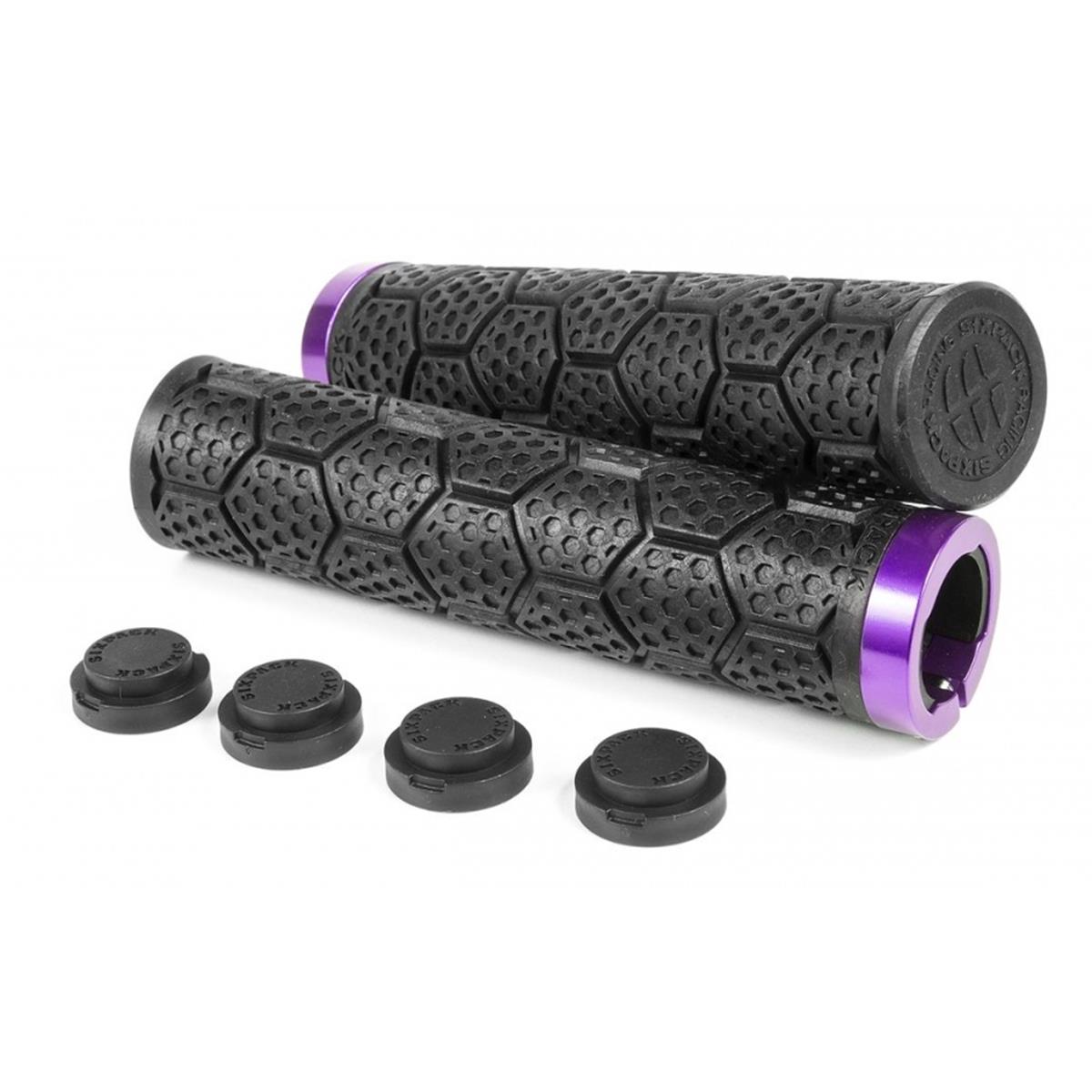 Sixpack MTB Grips D-Trix Black/Purple, Lock On System, 140 mm Length