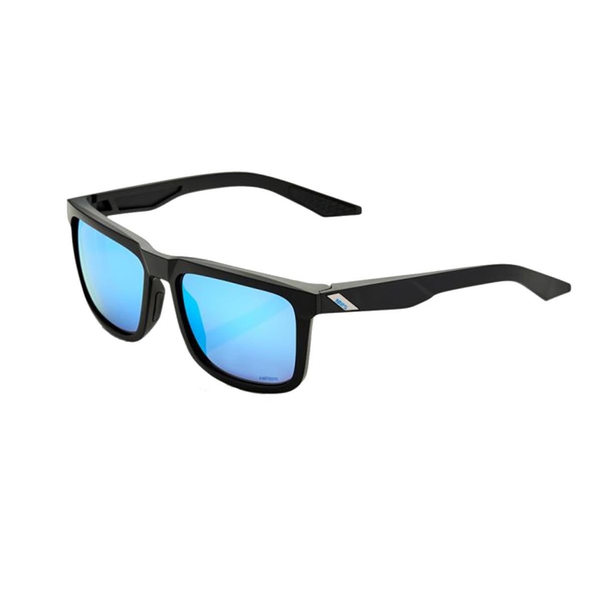100% Sunglasses Blake Matte Black - HiPER Blue Mirror