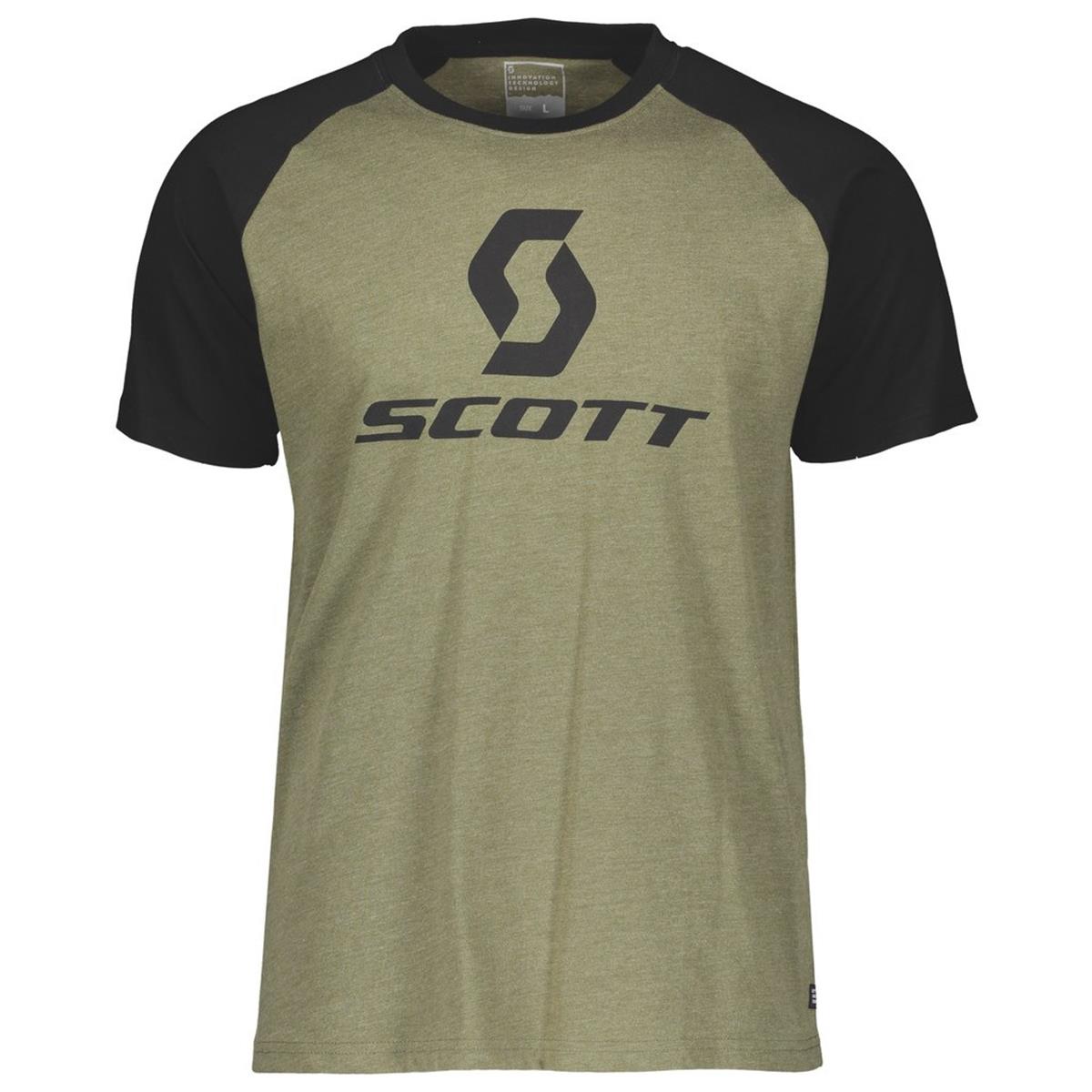 Scott T-Shirt 10 Icon Raglan Green Moss Melange/Black