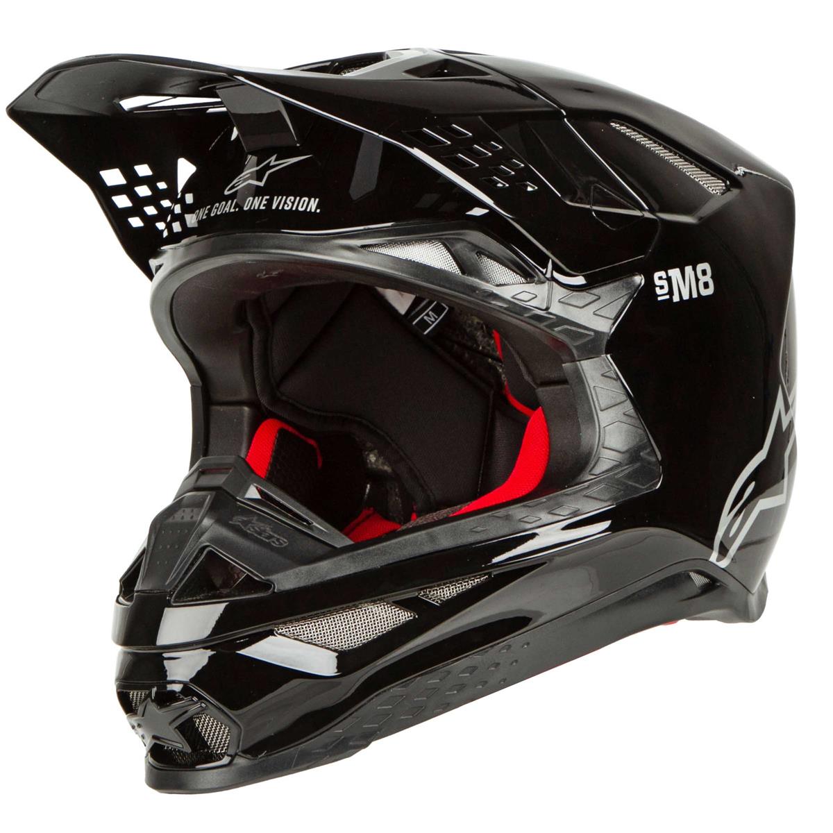 Alpinestars Motocross-Helm Supertech S-M8 Solid - Schwarz Gloss