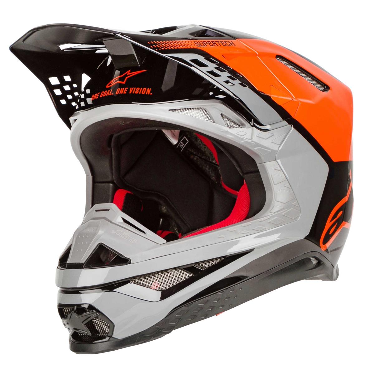 Alpinestars MX Helmet Supertech S-M8 Tripe - Orange/Grey/Black Glossy