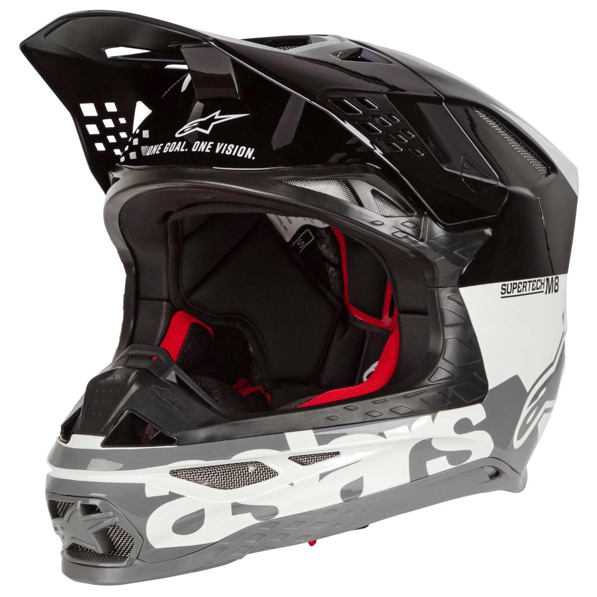 Alpinestars Motocross-Helm Supertech S-M8 Radium - Weiß/Schwarz/Grau Gloss