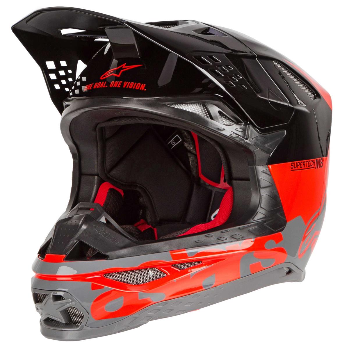 Alpinestars MX Helmet Supertech S-M8 Radium - Red Fluo/Black/Grey Glossy