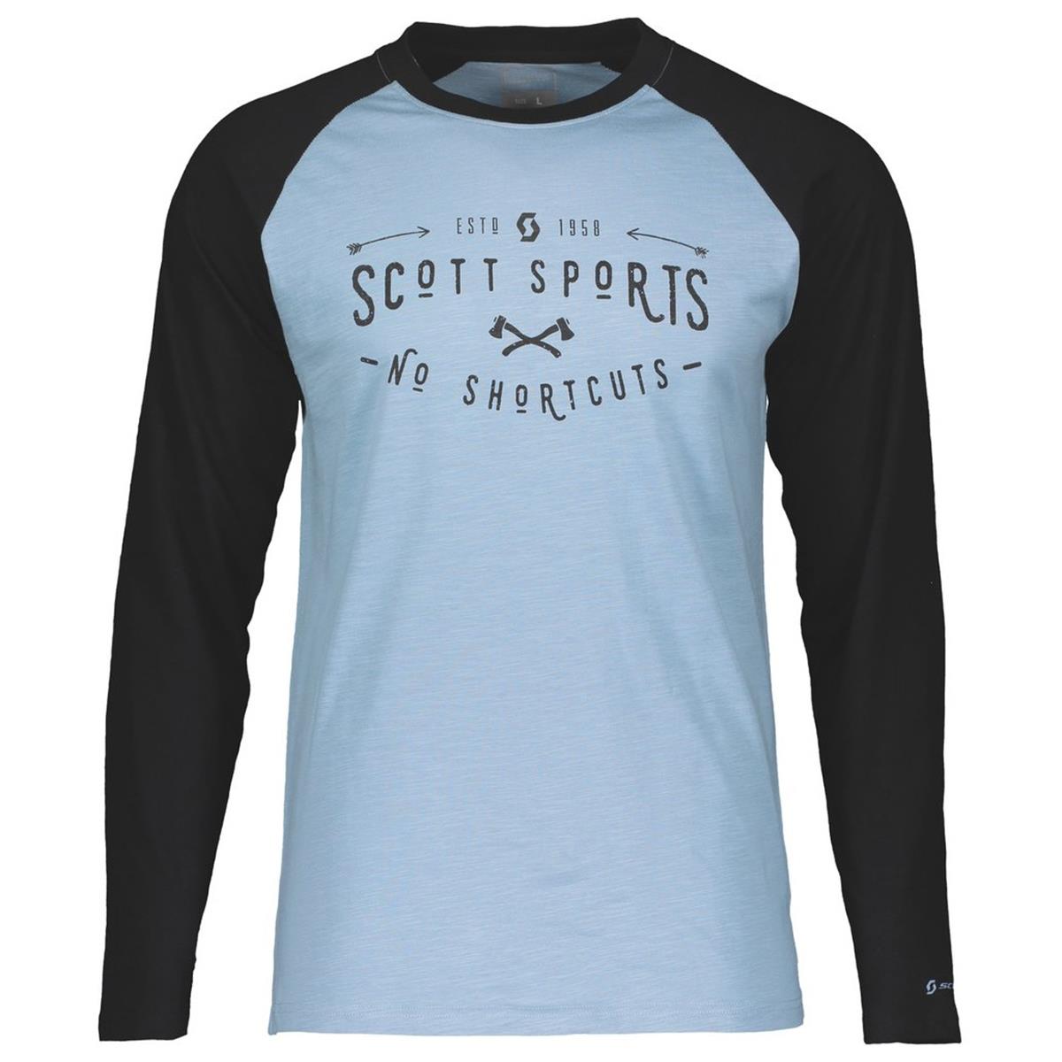 Scott T-Shirt Manches Longues 20 Casual Raglan Washed Blue/Schwarz