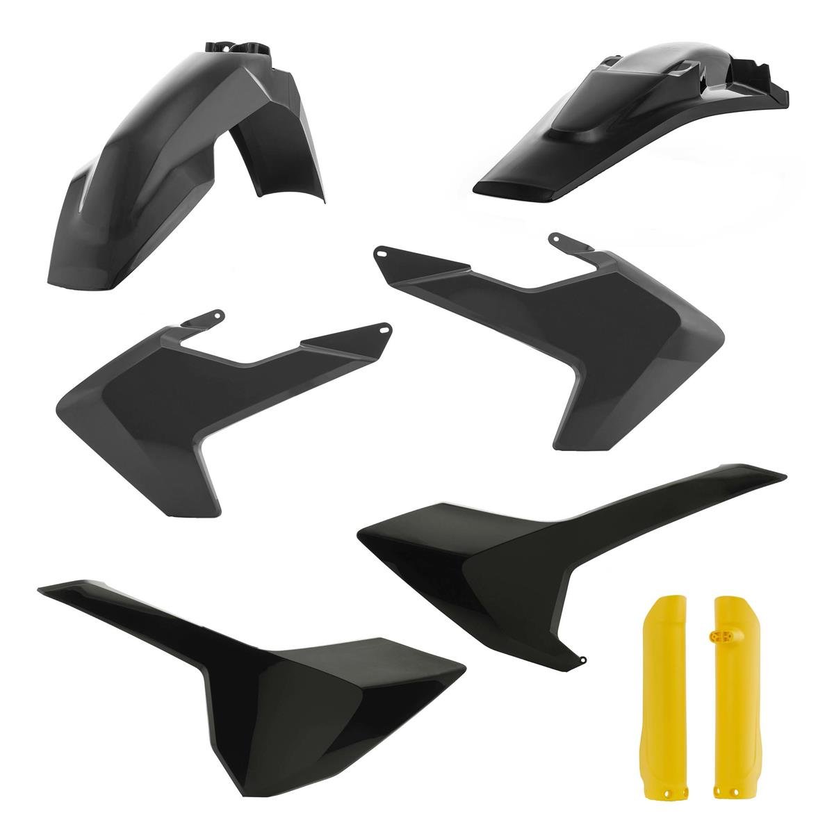 Acerbis Kit Plastiche completo Full-Kit Husqvarna TE 125/250/300, FE 250/350/450/501 17-19, Nero/Giallo