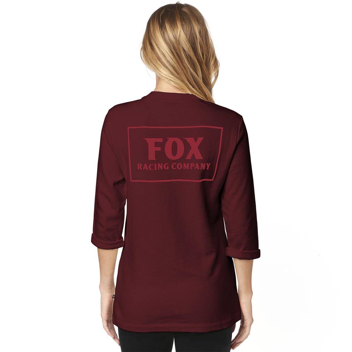 Fox Girls Shirt 3/4 Sleeve Centered Cranberry