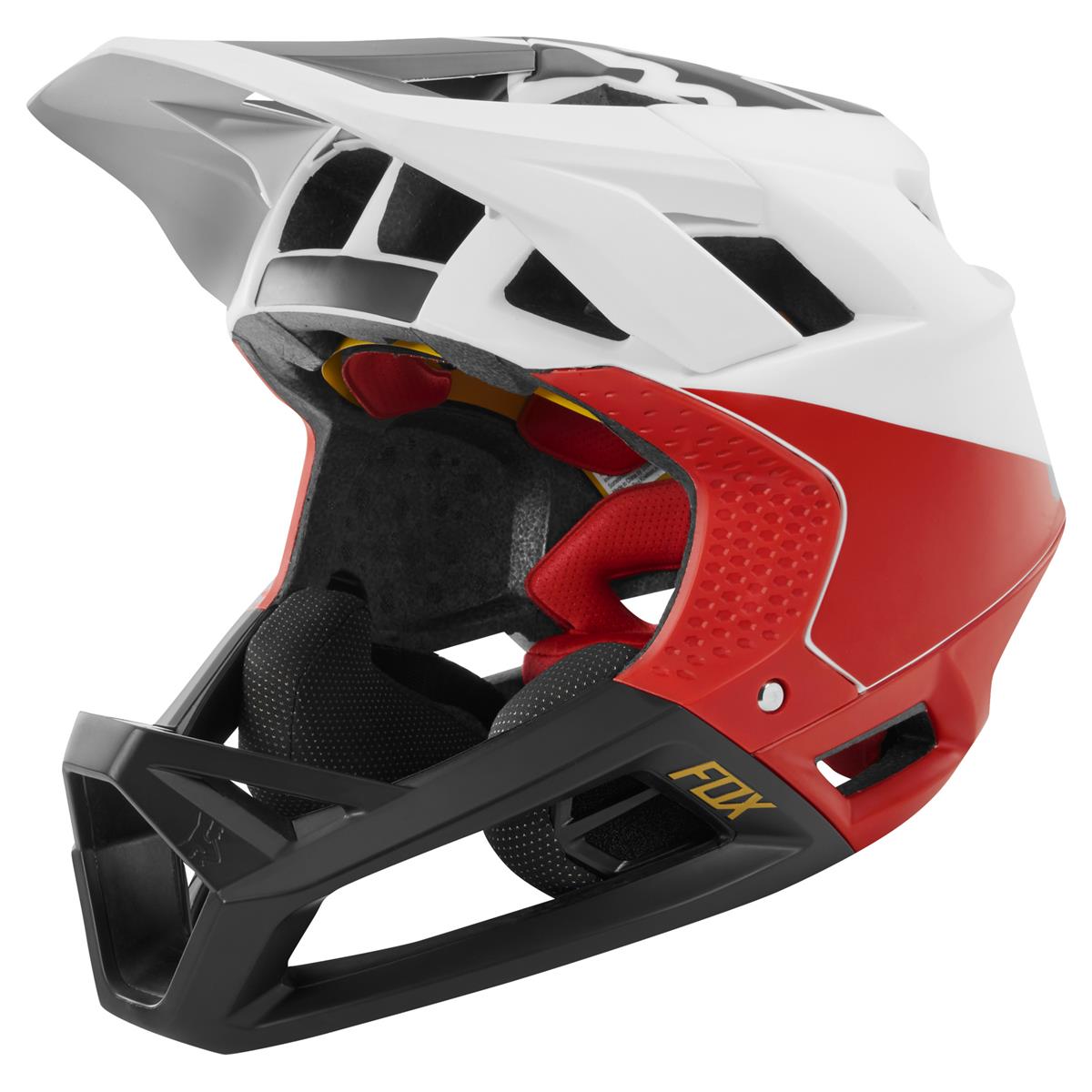 Fox Enduro MTB-Helm Proframe Pistol - Weiß/Schwarz/Rot