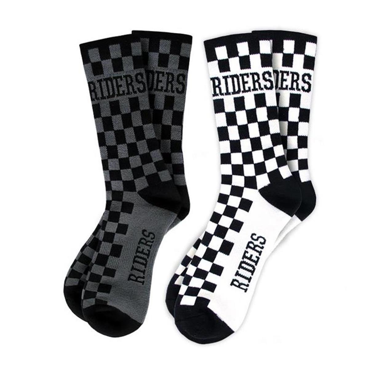 Loose Riders Bike Socks  2 Pack Checkers - Dark Gray/White