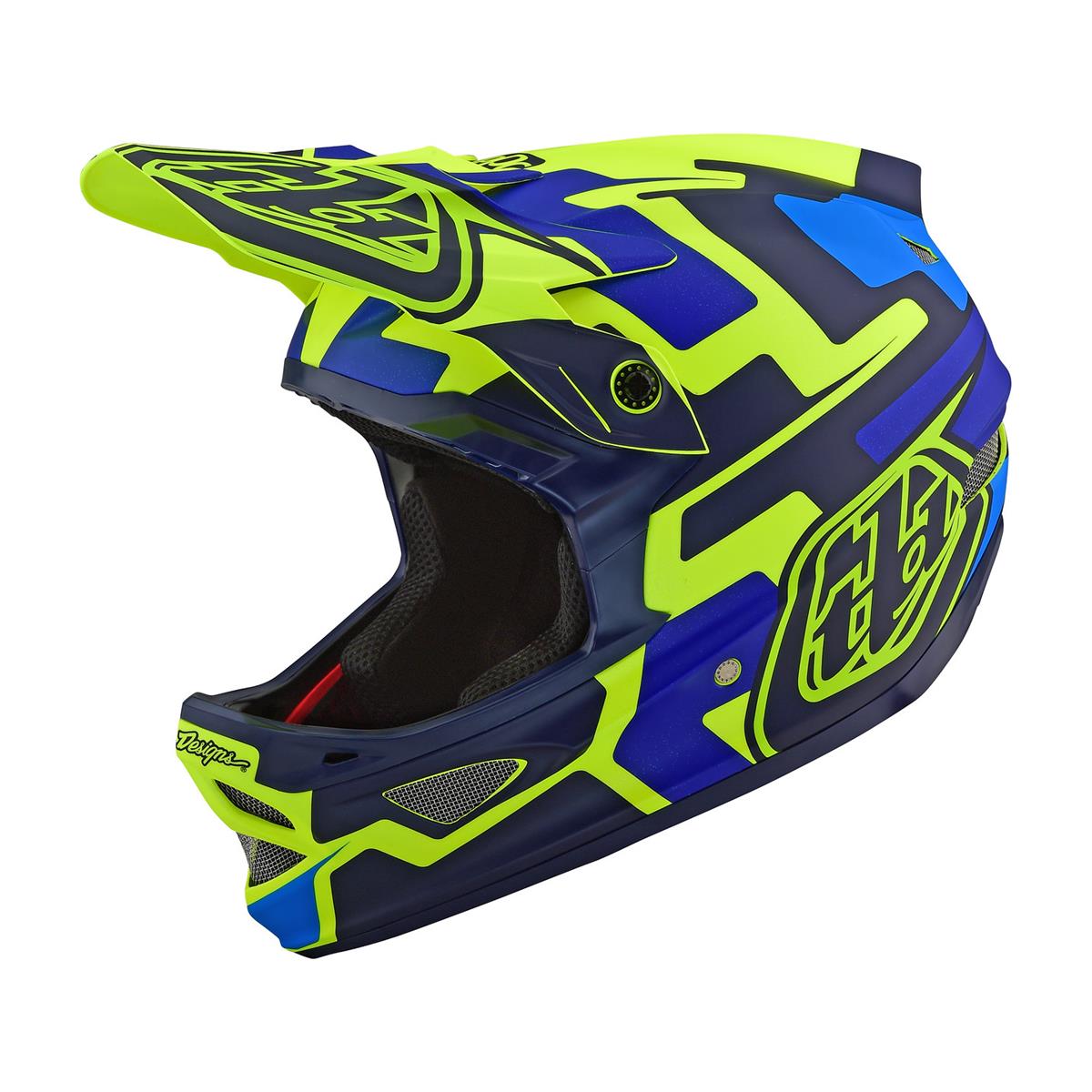 Troy Lee Designs Downhill MTB Helmet D3 Fiberlite Speedcode - Yellow/Blue