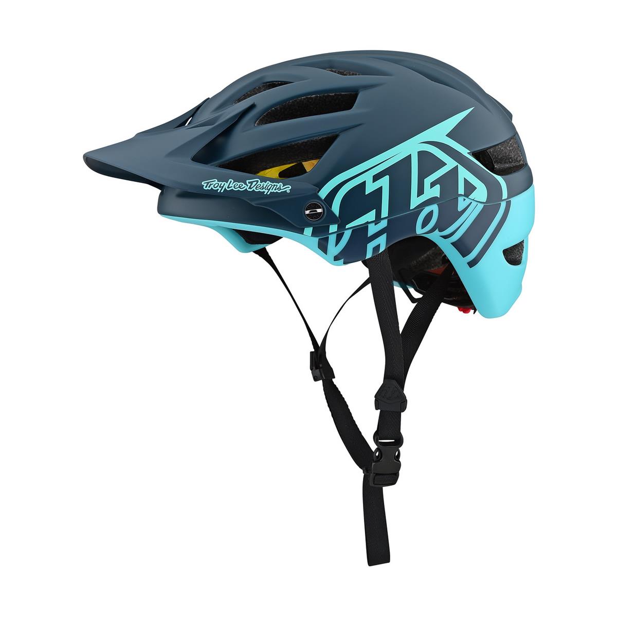Troy Lee Designs Enduro-MTB Helm A1 MIPS Classic - Dunkelgrau/Aqua