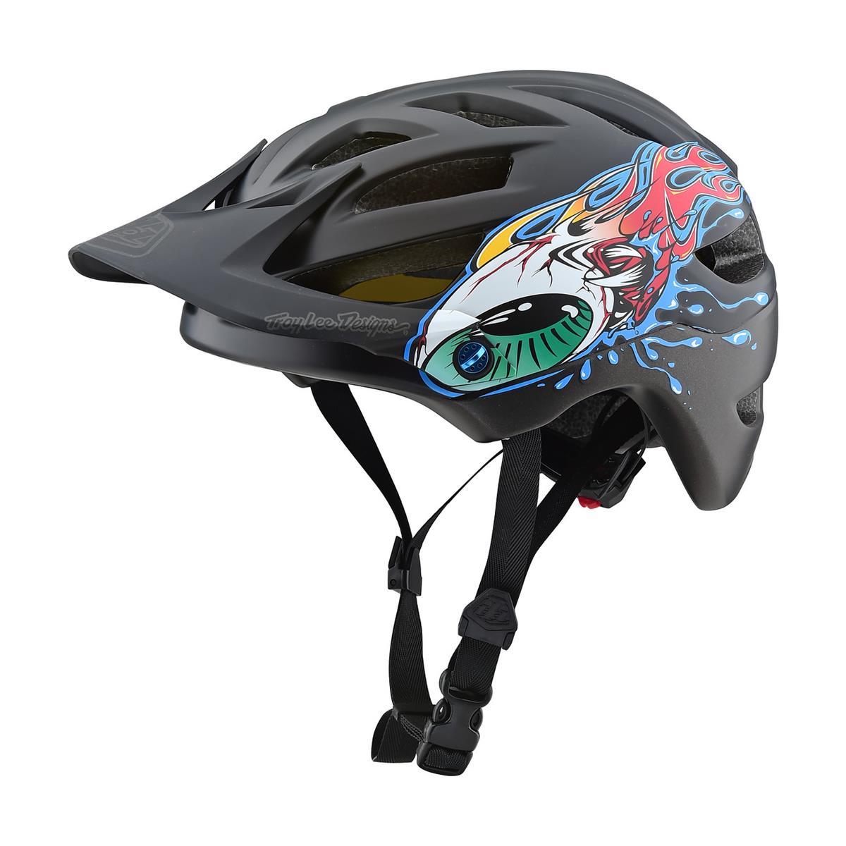 Troy Lee Designs Kids Enduro-MTB Helm A1 MIPS Eyeball - Schwarz/Silber