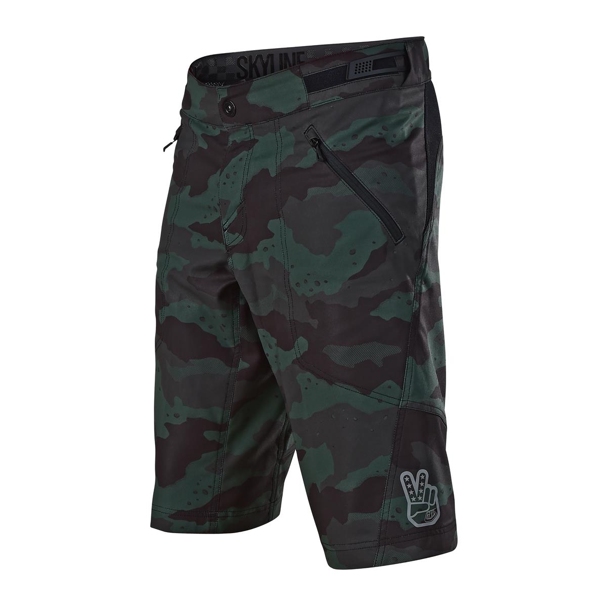 Troy Lee Designs Shorts MTB Skyline Camo Stealth, con pantalone interno