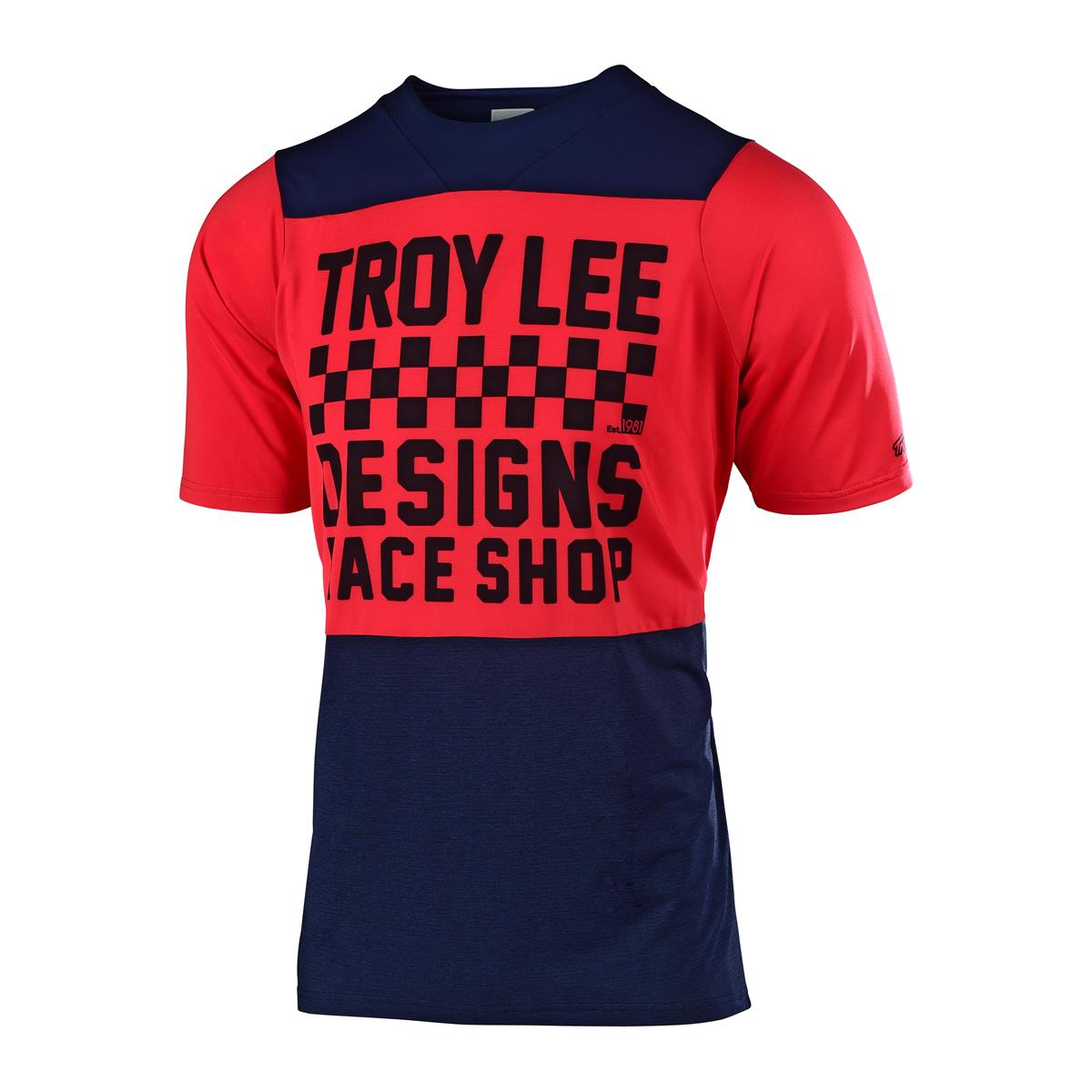 Troy Lee Designs Enfant Maillot VTT Manches Courtes Skyline Checkers - Navy/Rot