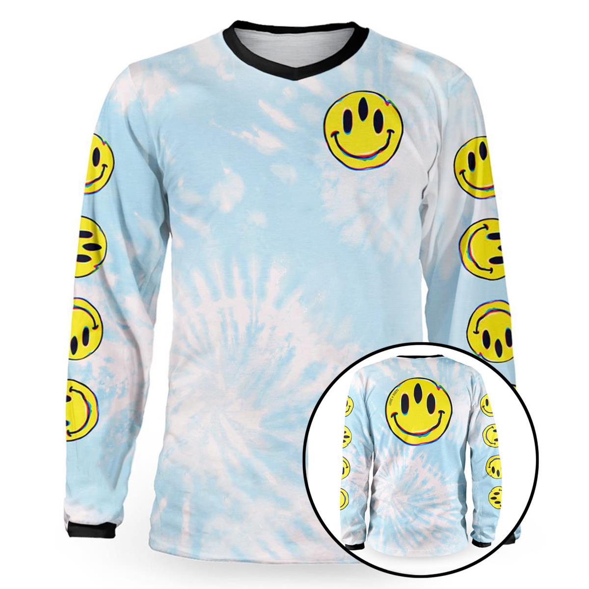 Loose Riders Downhill Jersey Long Sleeve Cult Of Shred Stoked! Blue/White